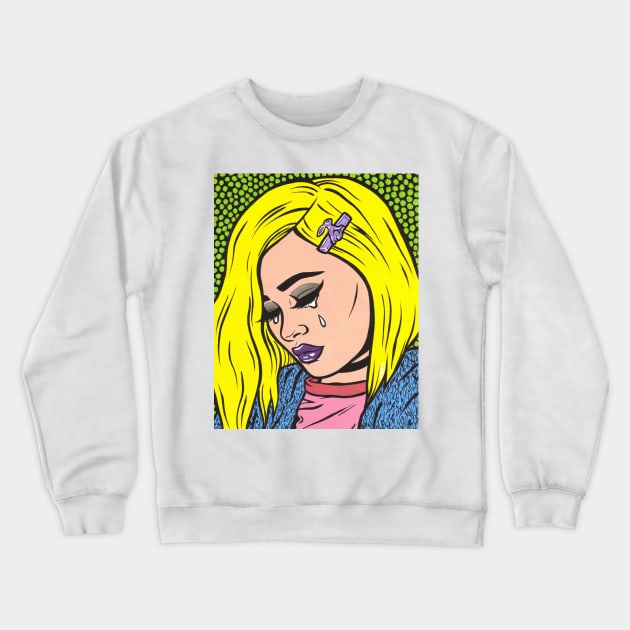 Blonde Grunge Sad Girl Crewneck Sweatshirt by turddemon